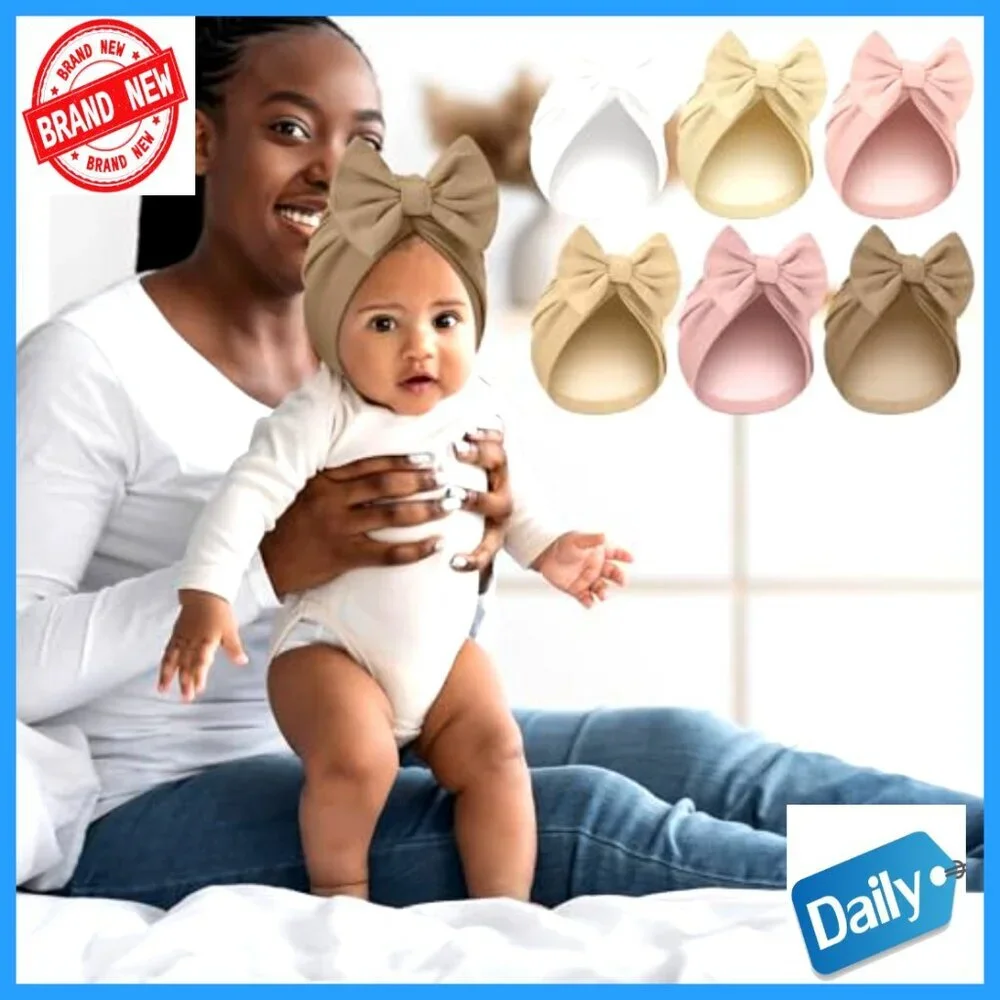 Newborn Satin Bonnet Set 0-6 Months Stretchy Turban Hats with Bow